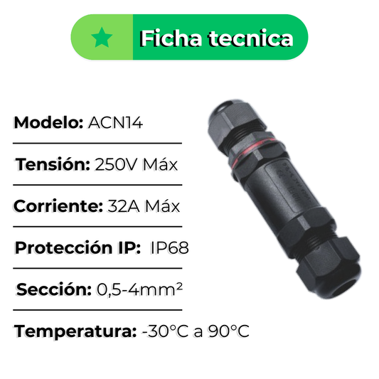 Empalme Estanco Ip68 Akpro Tipo I - 32a - 4mm - Acero Inox
