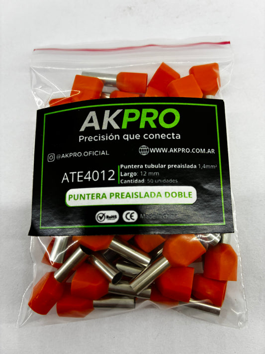 Terminal Puntera Doble Hueca Tif 2x4 Mm Akpro X50u Rohs CeT