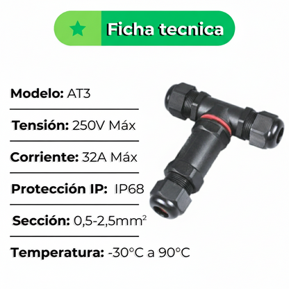 Empalme Estanco Ip68 Akpro Tipo T - 32a - 2,5mm - Acero Inox