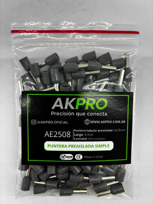 Terminal Puntera Hueca Tif 2.5mm Akpro X100t/ziplock Rohs Ce