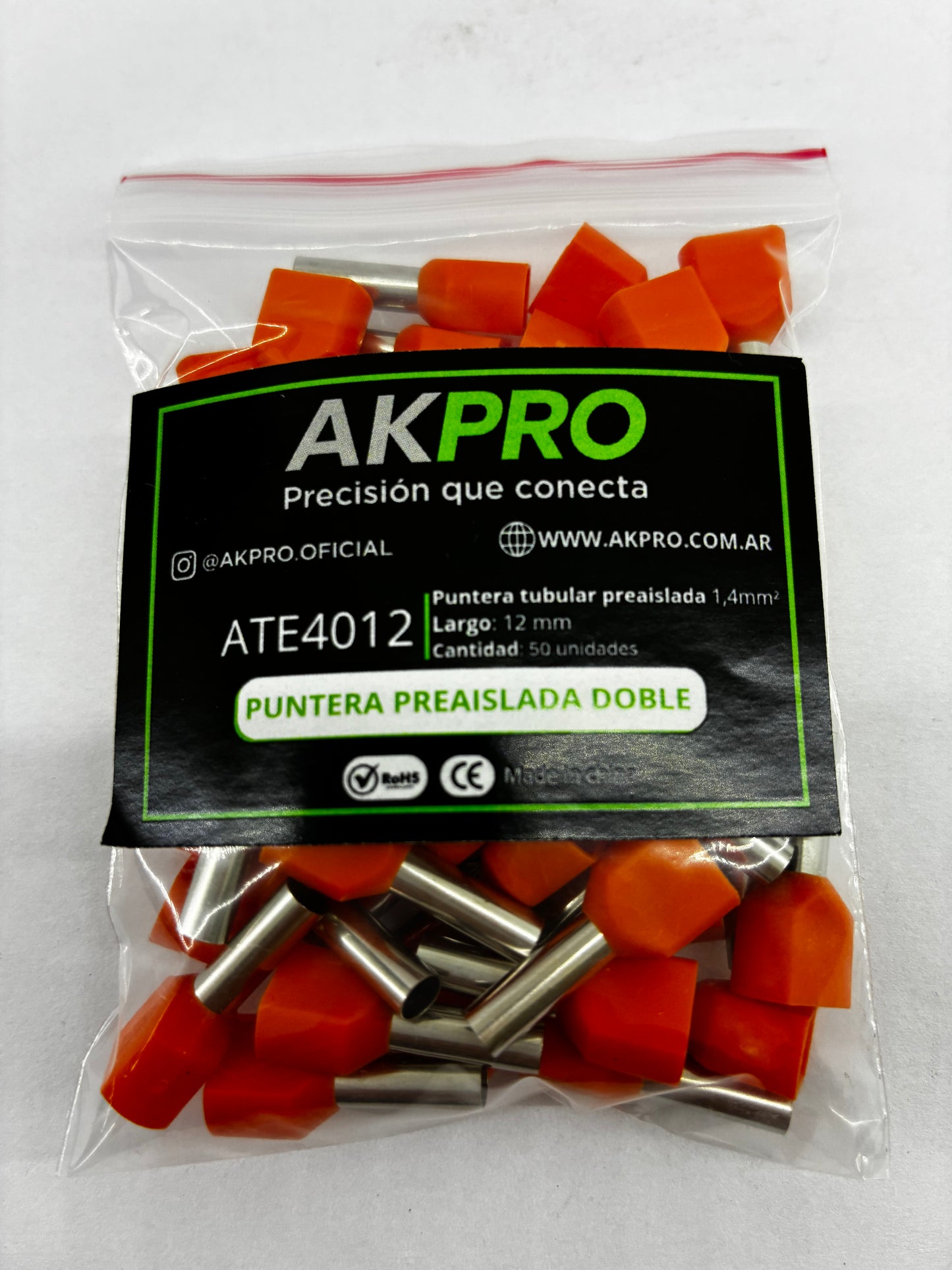 Terminal Puntera Doble Hueca Tif 2x4 Mm Akpro X50u  Rohs CeT