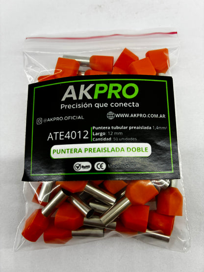 Terminal Puntera Doble Hueca Tif 2x4 Mm Akpro X50u  Rohs CeT